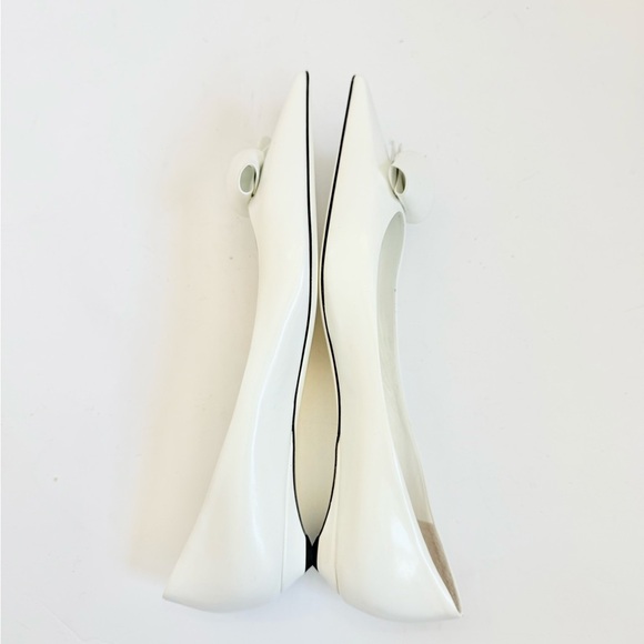 Prada White Leather Loop Bouquet Pointed Toe Ballet Flats EU 39 US 9 - Picture 4 of 10